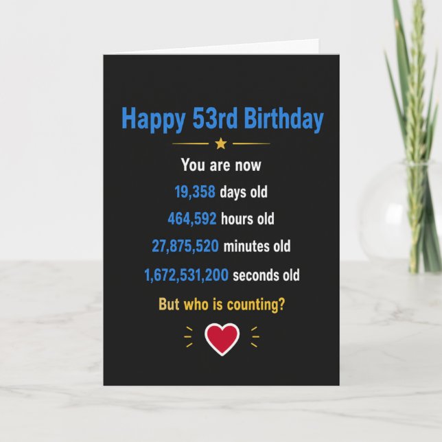 Carte Joyeux 53e anniversaire Cadeaux drôles pour une ét (Devant)