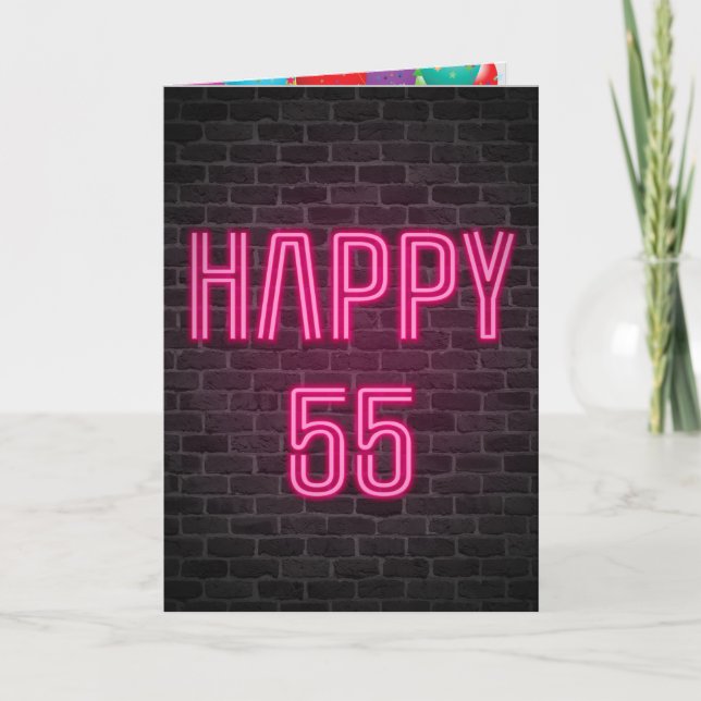 Carte Joyeux 55e anniversaire Neon Connexion en brique (Devant)