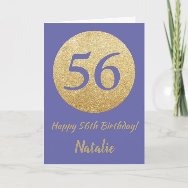 Carte Joyeux 56e anniversaire et Parties scintillant d'o (Devant)