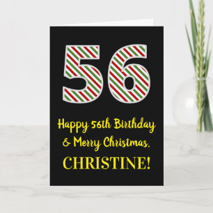 Carte Joyeux 56e Anniversaire & Joyeux Noël, Nom personn