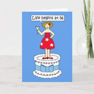 Carte Joyeux 56e anniversaire pour elle, humour de dessi