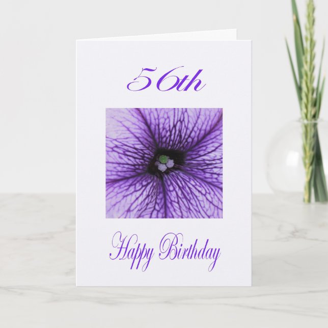 Carte Joyeux 56e Birthday purple Blossom (Devant)