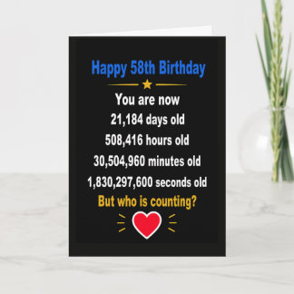 Carte Joyeux 58e Anniversaire Cadeaux drôles de jalons