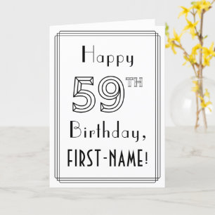Carte Joyeux 59e anniversaire, style Art déco avec nom p