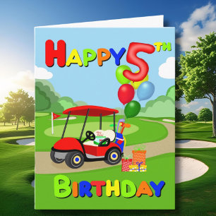 Carte Joyeux 5e anniversaire Red Boys Golf Card