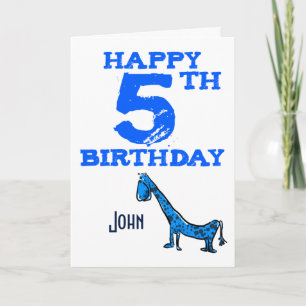 Carte Joyeux 5ème anniversaire de dessin animé dinosaure