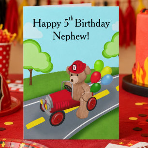 Carte Joyeux 5ème Anniversaire Ours Camion de Pompiers N