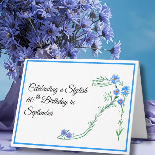 Carte Joyeux 60 Septembre Anniversaire des fleurs d'aste