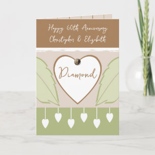 Carte Joyeux 60e anniversaire ajouter des noms brun vert