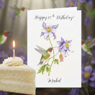 Carte Joyeux 60e anniversaire Columbine avec Hummingbird