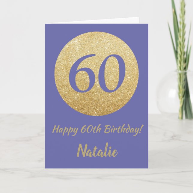 Carte Joyeux 60e anniversaire et Parties scintillant d'o (Devant)