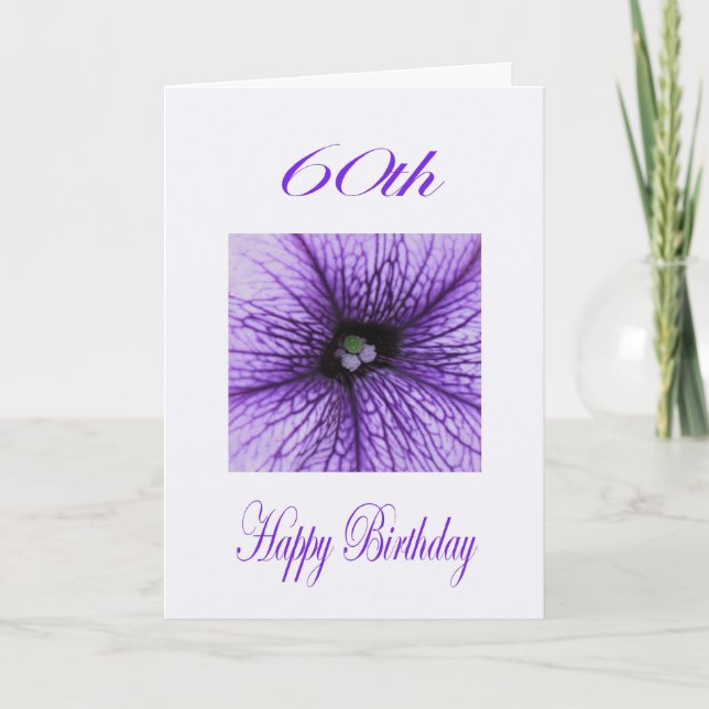 Carte Joyeux 60e Anniversaire fleur pourpre (Devant)
