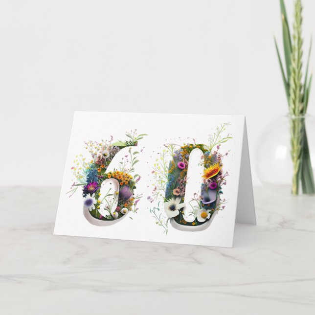 Carte Joyeux 60e Anniversaire Fleurs des champs Joyeux A (Devant)