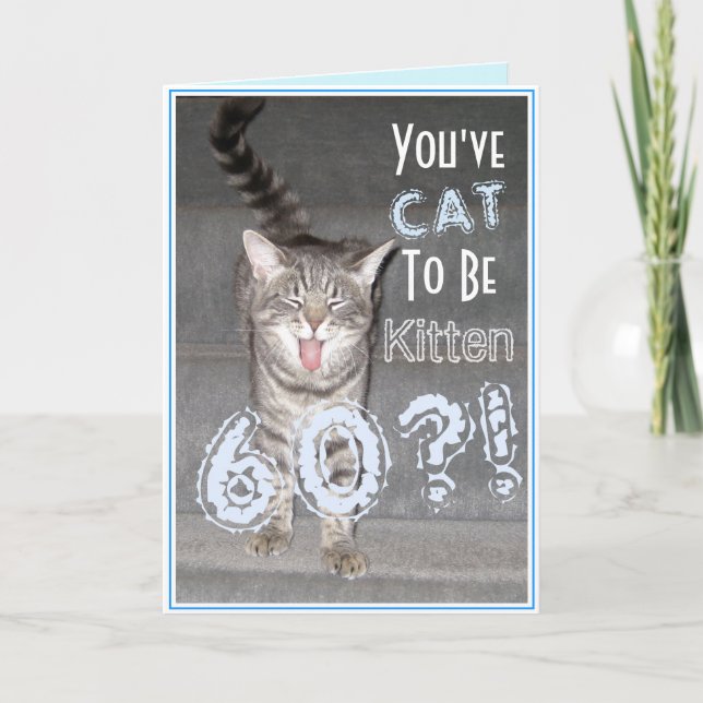 Carte Joyeux 60e anniversaire Funny Chat (Devant)