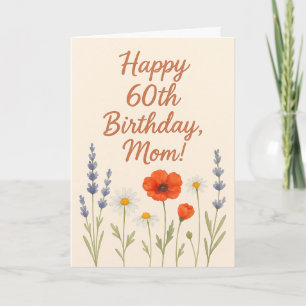 Carte Joyeux 60e Anniversaire Maman Aquarelle Fleurs Sau