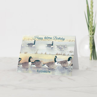 Carte Joyeux 60e Anniversaire Oie Oiseau Art Aquarelle C