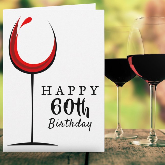 Carte Joyeux 60e anniversaire Verre rouge Anniversaire (Créateur téléchargé)