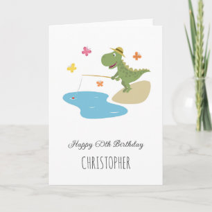 Carte Joyeux 60ème anniversaire mignonne Dinosaur Dinosa