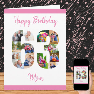 Carte Joyeux 63e anniversaire Maman 63 Numéro Photo Coll