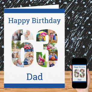 Carte Joyeux 63e anniversaire papa 63 Numéro Photo Colla