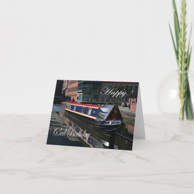 Carte Joyeux 63ème anniversaire bateau de canal (Devant)