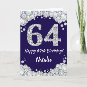 Carte Joyeux 64e anniversaire Marine Parties scintillant