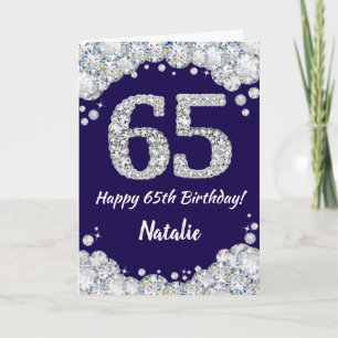 Carte Joyeux 65e anniversaire Marine Parties scintillant