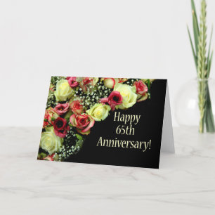 Carte Joyeux 65e Anniversaire roses