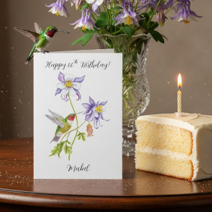 Carte Joyeux 66e anniversaire Columbine avec Hummingbird