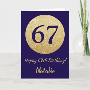 Carte Joyeux 67e anniversaire Marine Parties scintillant