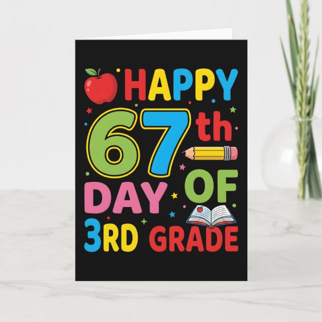 Carte Joyeux 67e jour d'école Enseignant Mignon Salle de (Devant)