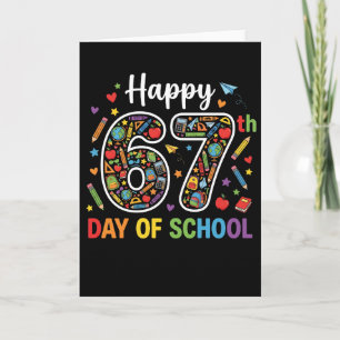 Carte Joyeux 67e jour d'école T-shirt enseignant coloré