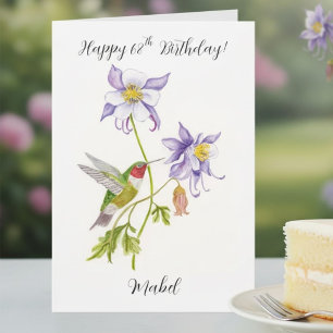 Carte Joyeux 68e anniversaire Columbine avec Hummingbird