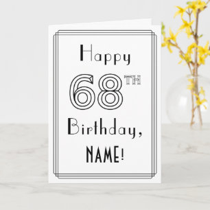 Carte Joyeux 68ème anniversaire, style Art Déco avec nom
