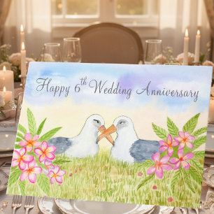 Carte Joyeux 6ème anniversaire de mariage Laysan Albatro
