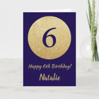 Joyeux 6ème Anniversaire Navy Blue et Or Paillette