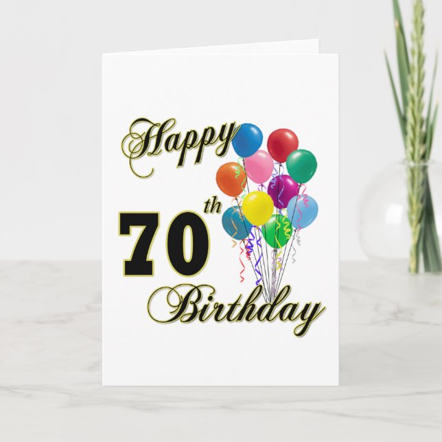 Carte Joyeux 70e anniversaire cadeaux et vêtements d'ann (Devant)