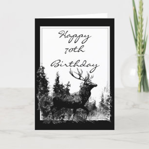 Carte Joyeux 70e anniversaire Custom Vintage Stag, Cerf