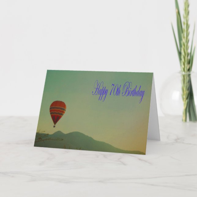 Carte Joyeux 70e anniversaire Hot Air Balloon (Devant)