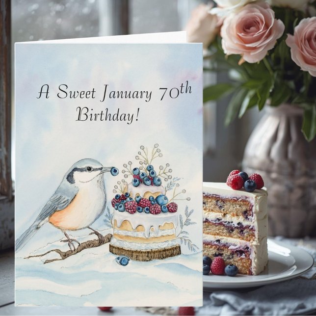 Carte Joyeux 70e anniversaire Nuthatch Bird (Créateur téléchargé)