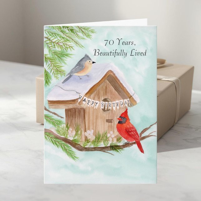 Carte Joyeux 70e Anniversaire Oiseaux à la Maison d'Oise (Créateur téléchargé)