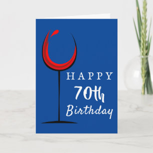 Carte Joyeux 70e Anniversaire Verre à Vin Rouge Annivers