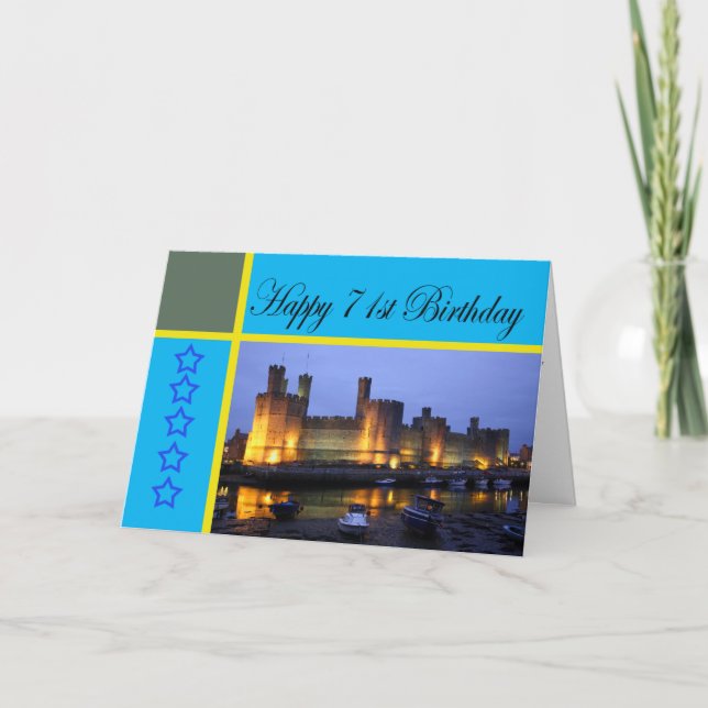 Carte Joyeux 71e anniversaire Caernarfon Castle (Devant)