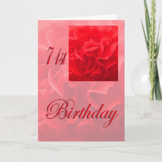 Carte Joyeux 71e anniversaire Dianthus Flower rouge (Devant)