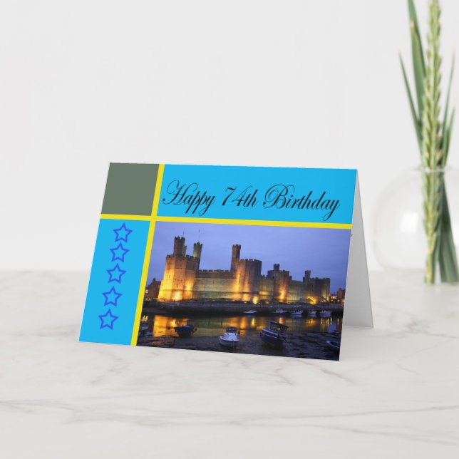 Carte Joyeux 74e anniversaire château de Caernarfon (Devant)