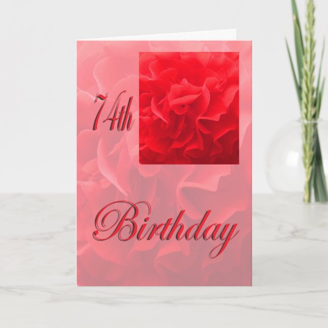 Carte Joyeux 74e anniversaire Dianthus Flower rouge (Devant)