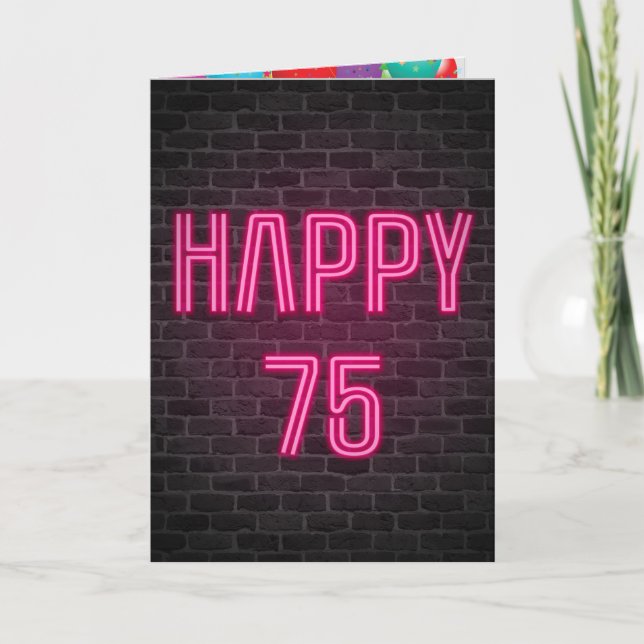 Carte Joyeux 75e anniversaire Neon Connexion en brique (Devant)