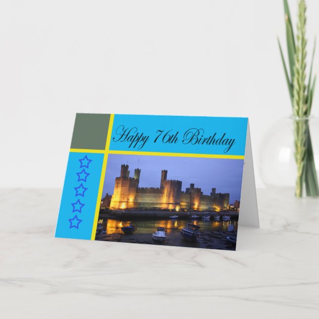 Carte Joyeux 76ème anniversaire Château de Caernarfon (Devant)