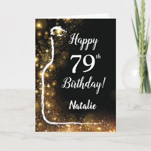 Carte Joyeux 79e anniversaire Black and Gold Parties sci