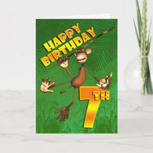 Carte Joyeux 7 Anniversaire Singe Banana